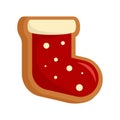 Gingerbread sock icon flat isolated vector
