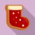 Gingerbread sock icon, flat style