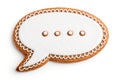 Gingerbread Speech Bubble Cookie Isolated on White Background Royalty Free Stock Photo
