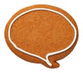Gingerbread Speech Bubble Cookie Isolated on White Background
