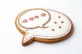 Gingerbread Speech Bubble Cookie Isolated on White Background. Top View Royalty Free Stock Photo
