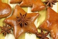 Gingerbread star with badiana stars Royalty Free Stock Photo
