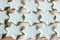 Gingerbread star cookie for Christmas on white background. Royalty Free Stock Photo