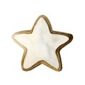 Gingerbread star cookie. Traditional Christmas cookies. Watercolor illustration isolated on white background Royalty Free Stock Photo