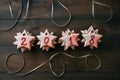 Gingerbread star cookies. Inscription 2018 Christmas and new y Royalty Free Stock Photo