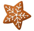 Gingerbread Star Isolated on White Background