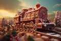 Gingerbread Train beautiful candyland sweets fairytale background