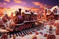 Gingerbread Train beautiful candyland sweets fairytale background