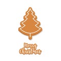 Gingerbread tree cookie christmas greetings isolated background Royalty Free Stock Photo