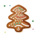 Gingerbread Tree Isolated on White. Christmas Cookie Royalty Free Stock Photo