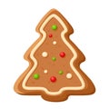 Gingerbread tree. Vector Christmas cookie.