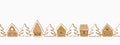 Gingerbread village. Christmas background. Seamless border