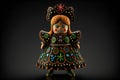 Gingerbread Witch on a black background created with generative AI technology Royalty Free Stock Photo