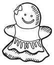 Gingerbread woman line icon. Smiling funny cookie