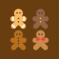 Gingerbreadman flat icon,Christmas theme food set