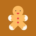 Gingerbreadman icon, christmas food set. flat design