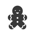 Gingerbreadman icon, christmas food set. solid style