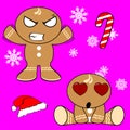 Gingerman cartoon xmas set5 Royalty Free Stock Photo