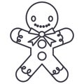 Gingerman vector line icon, sign, illustration on background, editable strokes