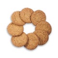 Gingernut biscuits in a ring on white