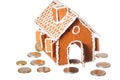 Gingernut house and Euro coins