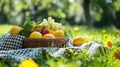 Gingham blankets, fresh fruit, and sunshine evoke a delightful spring picnic