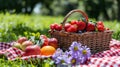 Gingham blankets, fresh fruit, and sunshine evoke a delightful spring picnic