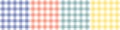 Gingham check pattern set in blue, coral, yellow, green, white. Seamless spring summer vichy graphic vector for Easter.