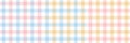 Gingham check pattern set for spring summer in pastel blue, pink, yellow, white. Seamless light vichy graphic for Easter. Royalty Free Stock Photo