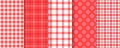 Gingham cloth. Tablecloth seamless pattern. Picnic plaid background. Checkered red kitchen texture Royalty Free Stock Photo