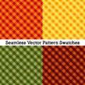 Gingham Cross Weave Seamless Patterns, Fall Harvest Colors: Pumpkin, Gold, Russet, Green Royalty Free Stock Photo