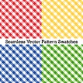 Gingham Cross Weave Seamless Patterns, Red, Yellow, Blue, Green