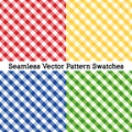 Gingham Cross Weave Seamless Patterns, Red, Yellow, Blue, Green