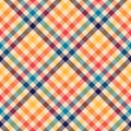 Gingham pattern colorful vector for tablecloth in navy blue, red, orange, yellow, beige. Seamless tartan check plaid graphic. Royalty Free Stock Photo