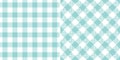 Gingham pattern in desaturated cyan. Herringbone textured seamless geometric tartan vichy check plaid vector background graphic.