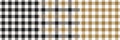 Gingham pattern set in gold brown, black, white for autumn winter. Seamless designs for womenswear and menswear shirt, trousers. Royalty Free Stock Photo