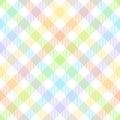 Gingham pattern for tablecloth design in pastel blue, green, purple, orange, yellow. Seamless colorful spring summer vichy check. Royalty Free Stock Photo