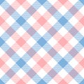 Gingham pattern vector in pastel blue, coral pink, and white.