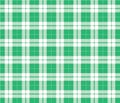 Gingham green checkered seamless pattern. Plaid repeat design background.