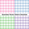 Gingham Seamless Check Patterns, Four Pastel Colors: Pink, Powder Blue, Misty Green, Lavender