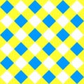 Gingham seamless pattern in blue and yellow Ukrainian colors. Diagonal checkered texture for picnic blanket, tablecloth Royalty Free Stock Photo