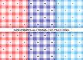 Gingham seamless pattern. Set check backgrounds. Vector illustration Royalty Free Stock Photo