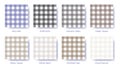 Gingham seamless pattern set in the color of 2022 Very Peri. Sample color guide palette catalog of swatches. Matching