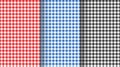 Gingham seamless pattern set. Red, blue, black and white checkered textures for picnic blanket, tablecloth, plaid Royalty Free Stock Photo