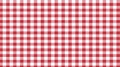 Gingham striped checkered blanket tablecloth. Seamless white red table cloth napkin pattern background with natural textile Royalty Free Stock Photo