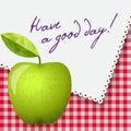 Gingham tablecloth background, napkin with words