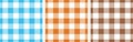 Gingham tablecloth crossed stripes retro seamless paterns vector set. Plaid