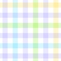 Gingham vector pattern in pastel purple, green, yellow, blue, white. Seamless light check graphic for tablecloth, oilcloth.