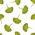 Gingko leaf seamless doodle pattern Royalty Free Stock Photo