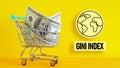 Gini index or Gini coefficient is shown using the text Royalty Free Stock Photo